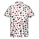 Red And Black Playing Card Suits Print Men's Short Sleeve Shirt