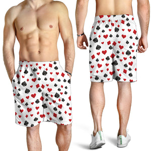 Red And Black Playing Card Suits Print Men's Shorts