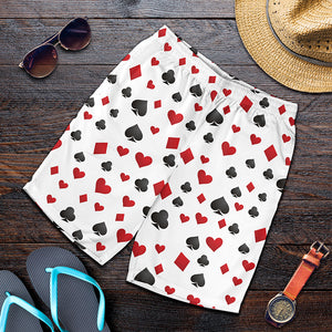 Red And Black Playing Card Suits Print Men's Shorts