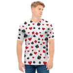 Red And Black Playing Card Suits Print Men's T-Shirt