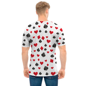 Red And Black Playing Card Suits Print Men's T-Shirt