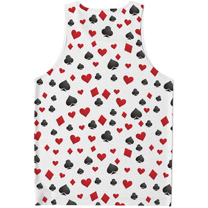 Red And Black Playing Card Suits Print Men's Tank Top