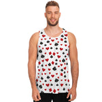 Red And Black Playing Card Suits Print Men's Tank Top