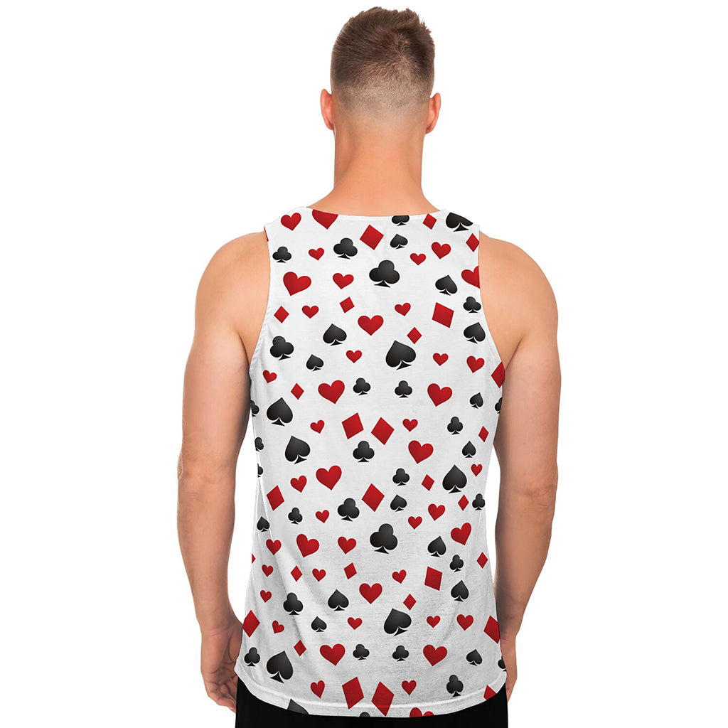 Red And Black Playing Card Suits Print Men's Tank Top