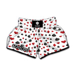 Red And Black Playing Card Suits Print Muay Thai Boxing Shorts