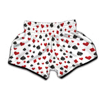 Red And Black Playing Card Suits Print Muay Thai Boxing Shorts