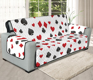 Red And Black Playing Card Suits Print Oversized Sofa Protector