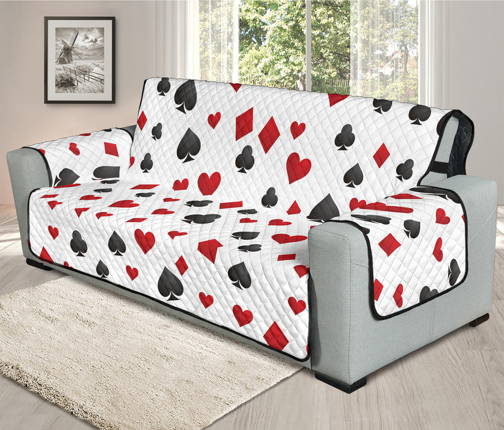 Red And Black Playing Card Suits Print Oversized Sofa Protector