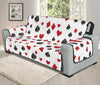 Red And Black Playing Card Suits Print Oversized Sofa Protector