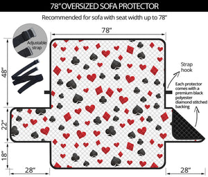 Red And Black Playing Card Suits Print Oversized Sofa Protector