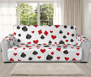 Red And Black Playing Card Suits Print Oversized Sofa Protector