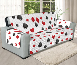 Red And Black Playing Card Suits Print Oversized Sofa Protector