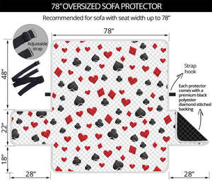 Red And Black Playing Card Suits Print Oversized Sofa Protector