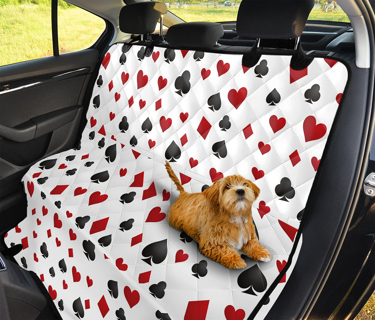 Red And Black Playing Card Suits Print Pet Car Back Seat Cover