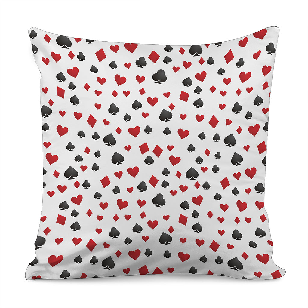 Red And Black Playing Card Suits Print Pillow Cover