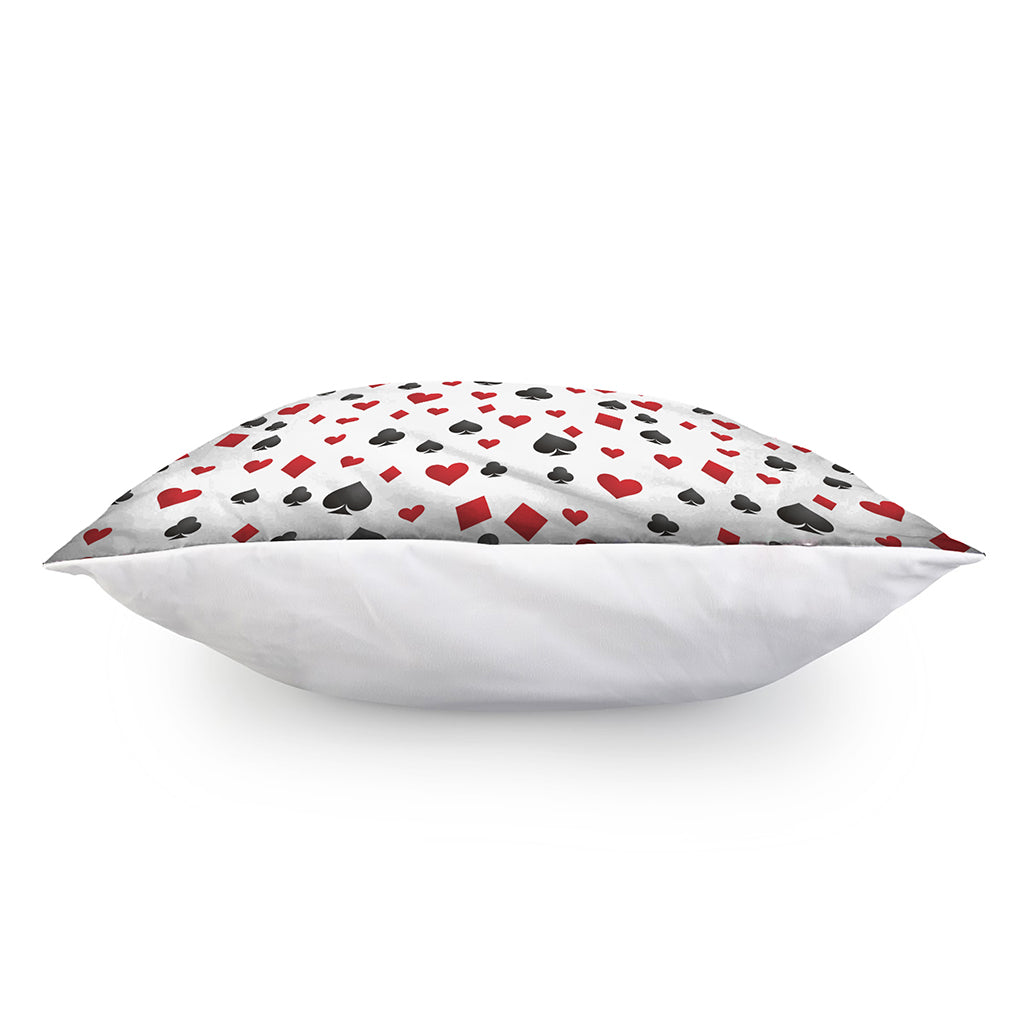 Red And Black Playing Card Suits Print Pillow Cover