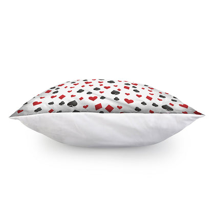 Red And Black Playing Card Suits Print Pillow Cover