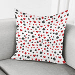 Red And Black Playing Card Suits Print Pillow Cover