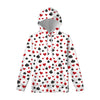 Red And Black Playing Card Suits Print Pullover Hoodie