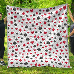 Red And Black Playing Card Suits Print Quilt