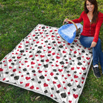 Red And Black Playing Card Suits Print Quilt