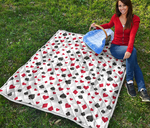 Red And Black Playing Card Suits Print Quilt