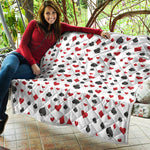 Red And Black Playing Card Suits Print Quilt