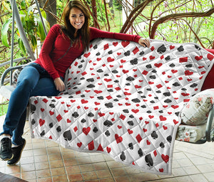 Red And Black Playing Card Suits Print Quilt