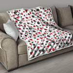 Red And Black Playing Card Suits Print Quilt