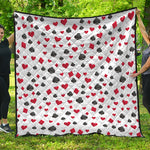 Red And Black Playing Card Suits Print Quilt