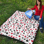 Red And Black Playing Card Suits Print Quilt