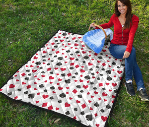 Red And Black Playing Card Suits Print Quilt