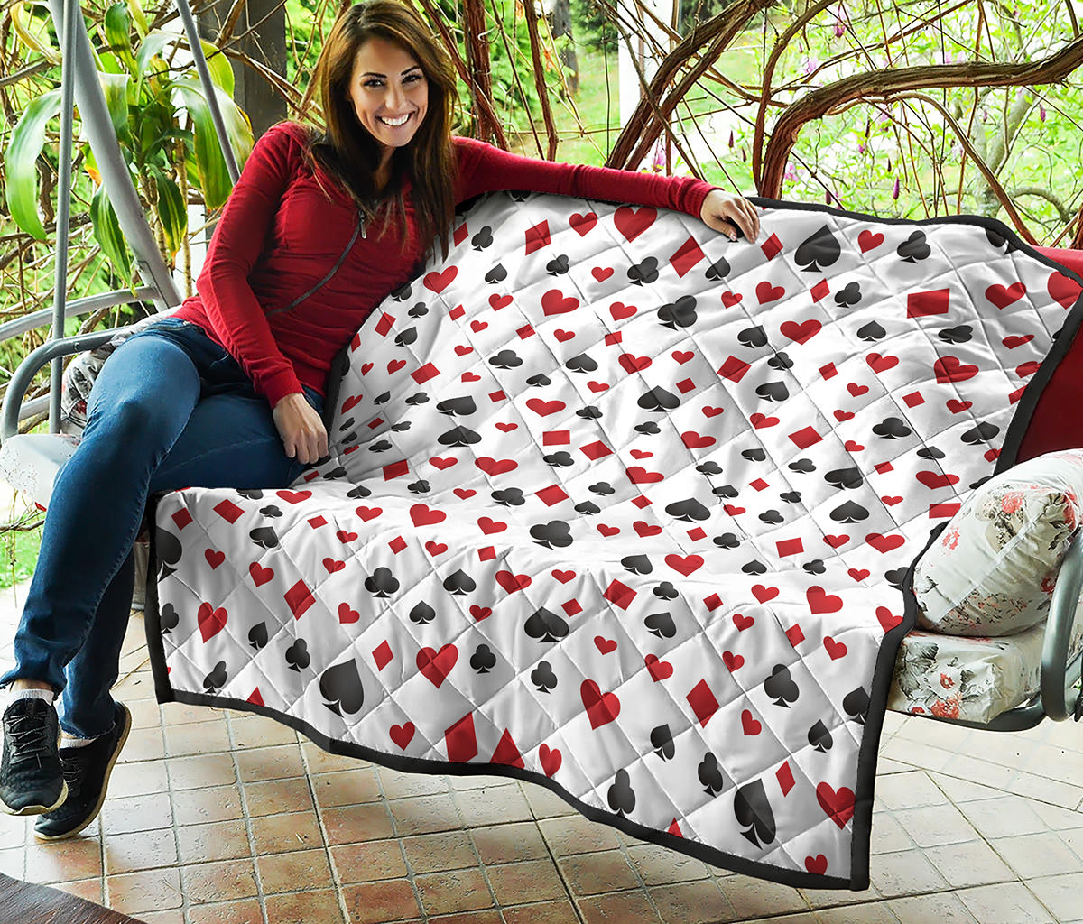 Red And Black Playing Card Suits Print Quilt