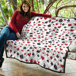 Red And Black Playing Card Suits Print Quilt