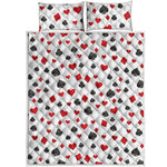 Red And Black Playing Card Suits Print Quilt Bed Set