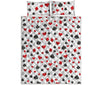 Red And Black Playing Card Suits Print Quilt Bed Set