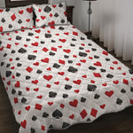 Red And Black Playing Card Suits Print Quilt Bed Set