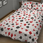 Red And Black Playing Card Suits Print Quilt Bed Set