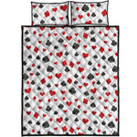 Red And Black Playing Card Suits Print Quilt Bed Set