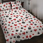 Red And Black Playing Card Suits Print Quilt Bed Set