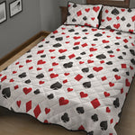 Red And Black Playing Card Suits Print Quilt Bed Set