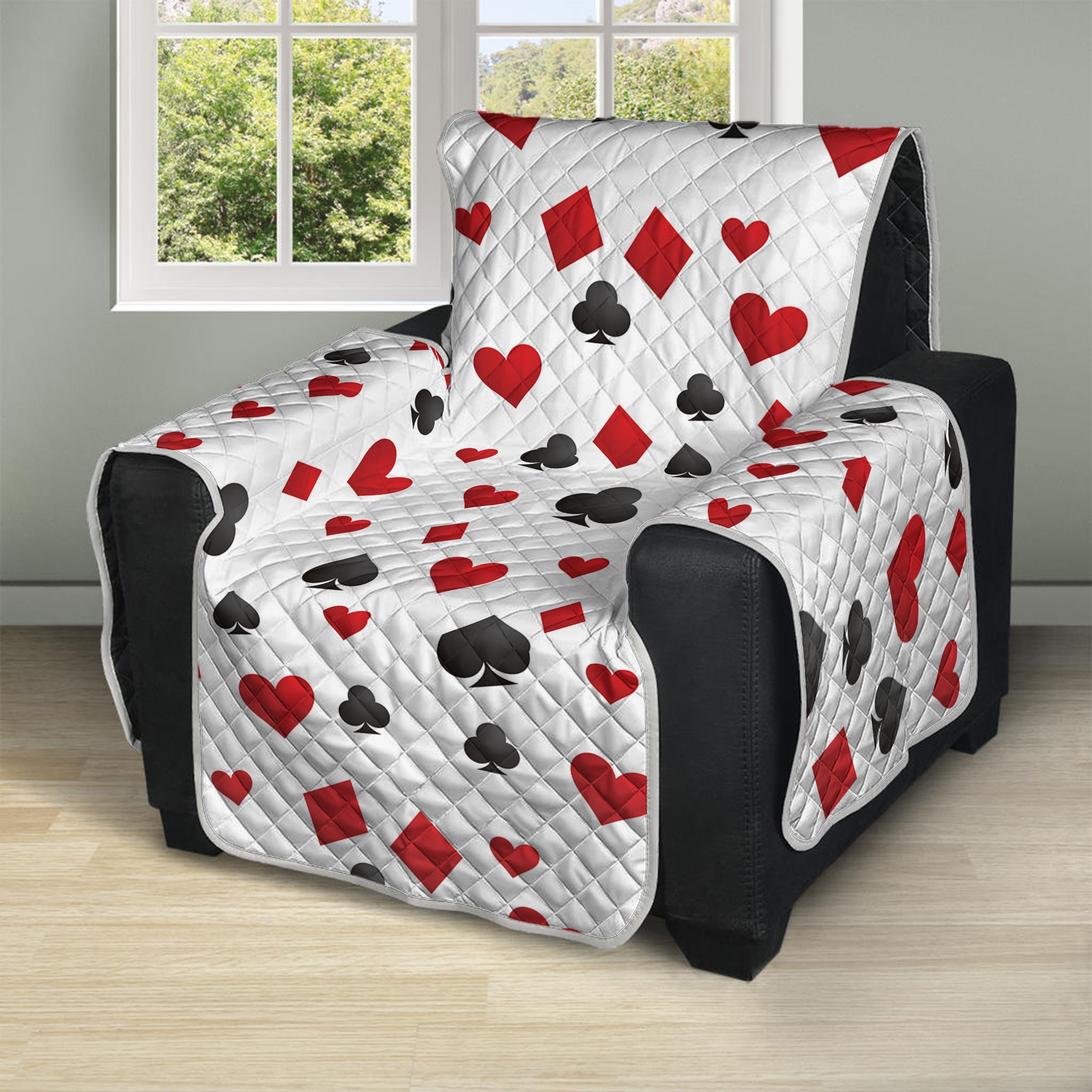 Red And Black Playing Card Suits Print Recliner Protector