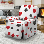 Red And Black Playing Card Suits Print Recliner Slipcover