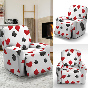 Red And Black Playing Card Suits Print Recliner Slipcover