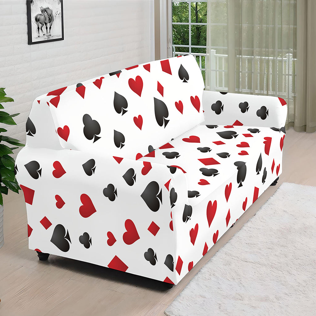 Red And Black Playing Card Suits Print Sofa Cover