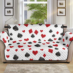 Red And Black Playing Card Suits Print Sofa Protector