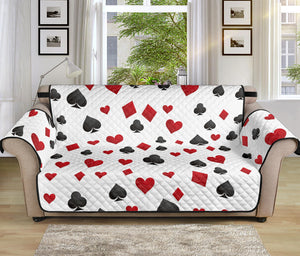 Red And Black Playing Card Suits Print Sofa Protector