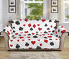 Red And Black Playing Card Suits Print Sofa Protector