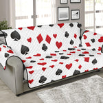 Red And Black Playing Card Suits Print Sofa Protector