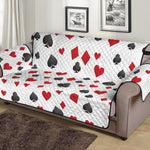 Red And Black Playing Card Suits Print Sofa Protector